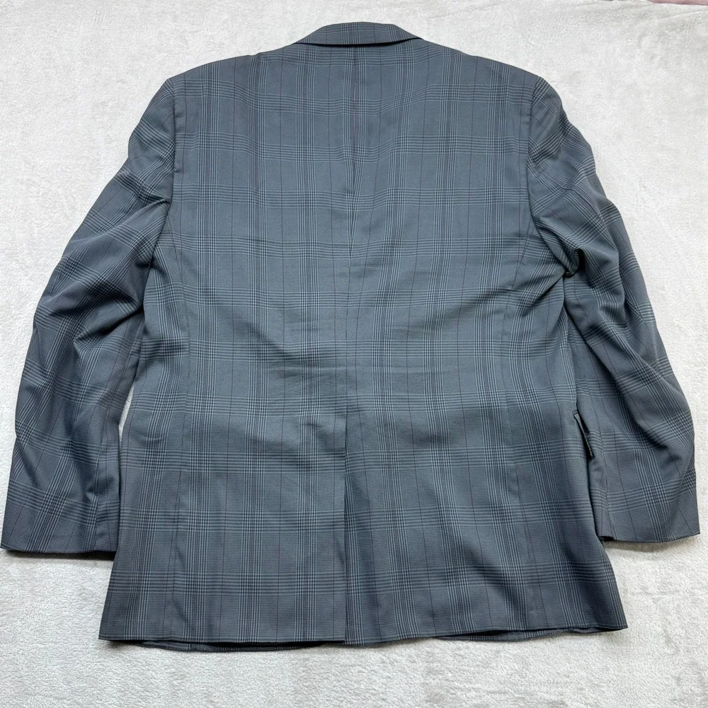 Vintage L.L. Bean Blazer Sport Coat Mens 44R Grey Blue Glen Plaid Made in USA